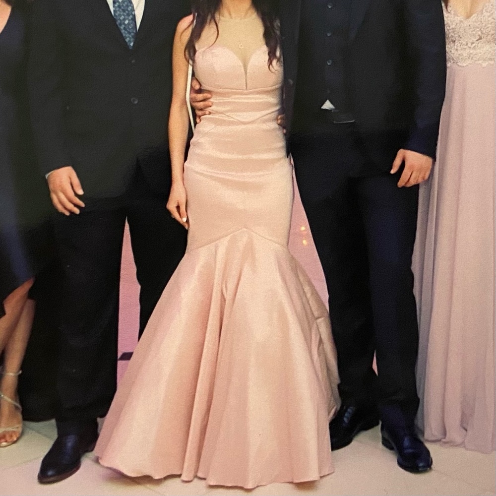 City Studio mermaid evening gown dress satin pink/blush size 1